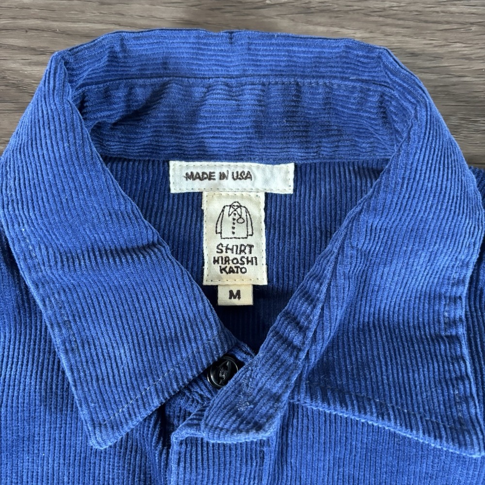 Hiroshi Kato The Brace Oxford Corduroy Shirt Men's Size Medium Blue Pacific Wash - Picture 3 of 8
